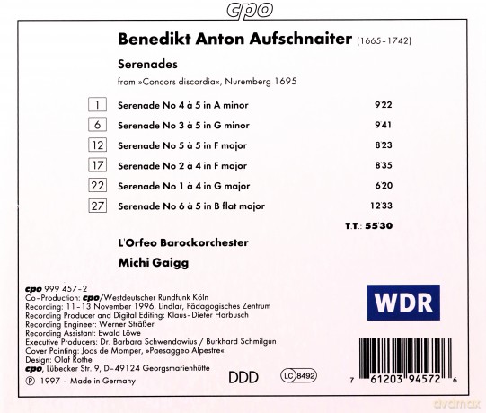 Benedict Anton Aufschnaiter: Concors Discordia op.6 [CD]