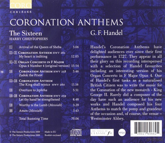 Georg Friedrich Handel: Coronation Anthems [CD]