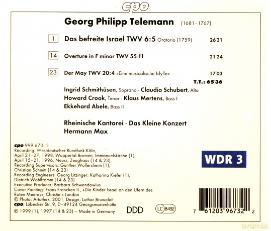 Georg Philipp Telemann: Das befreite Israel TWV 6:5 (Oratorium) [CD]