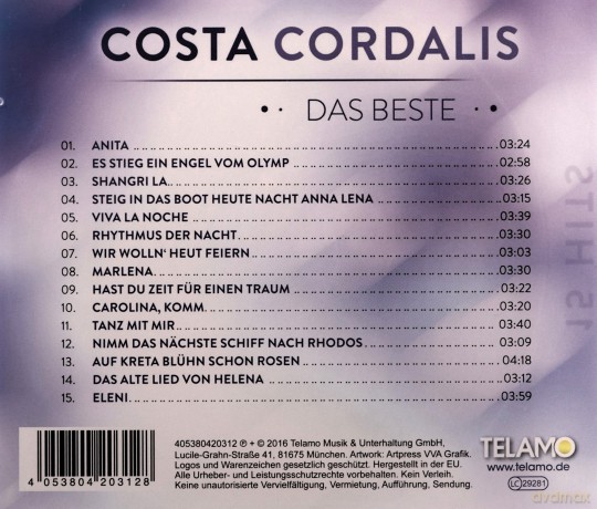 Costa Cordalis: Das Beste: 15 Hits [CD]