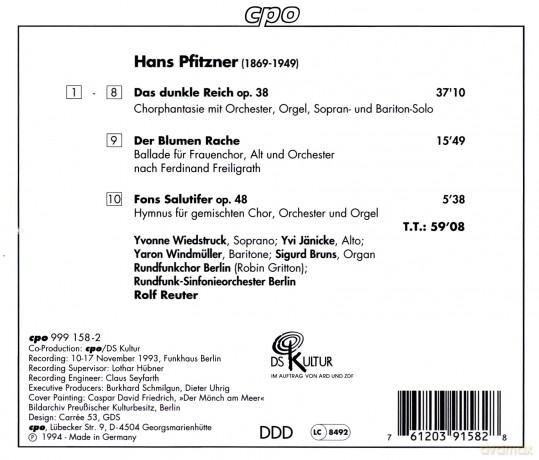 Hans Pfitzner: Das dunkle Reich - Chorfantasie op.38 [CD]