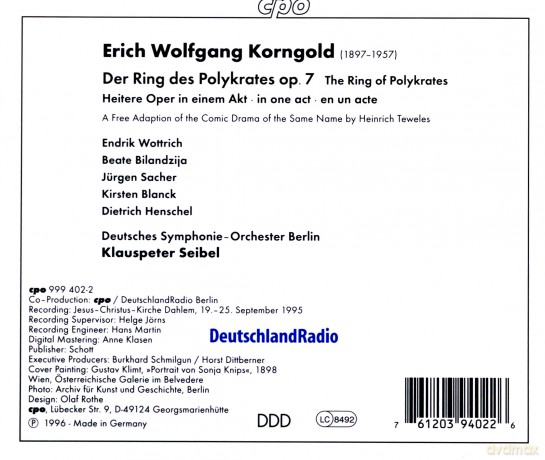 Erich Wolfgang Korngold: Der Ring des Polykrates [CD]