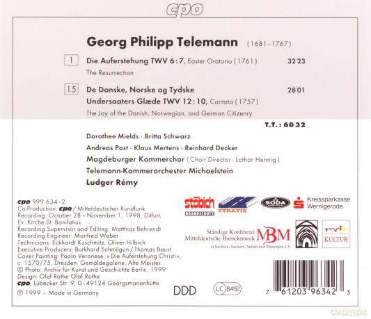 Georg Philipp Telemann: Die Auferstehung TWV 6:7 (Oratorium, 1761) [CD]
