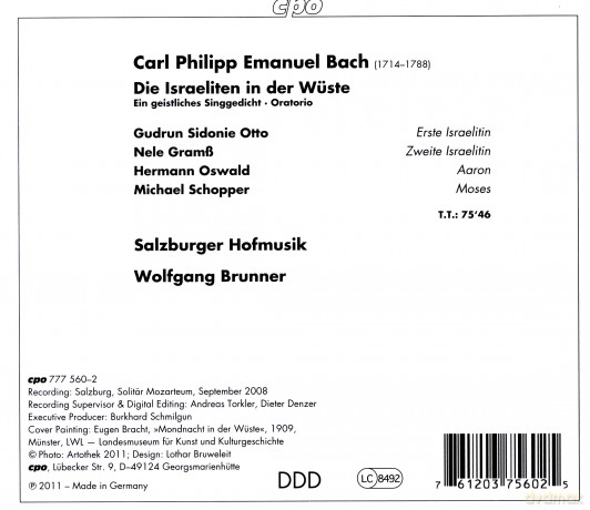 Carl Philipp Emanuel Bach: Die Israeliten in der Wuste Wq.238 [CD]