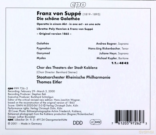 Franz von Suppe: Die schone Galathee (Gesamtaufnahme) [CD]