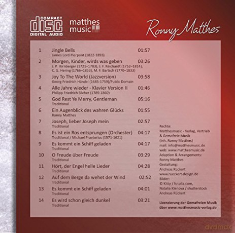 Ronny Matthes: Die schonsten Weihnachtslieder Vol. 4 - Gemafreie instrumentale Weihnachtsmusik (inkl. Klaviermusik zum Fest) [CD]