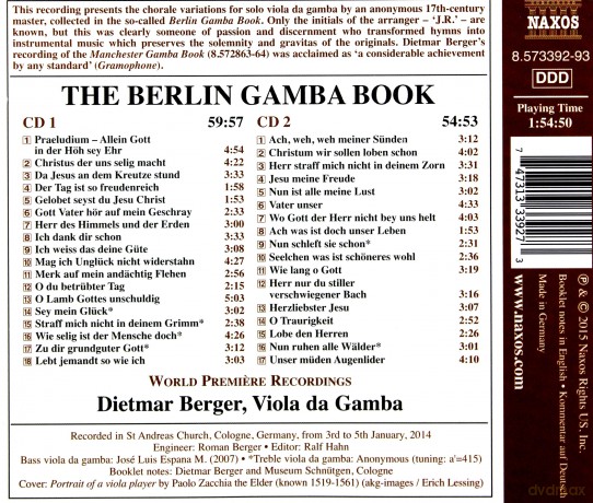 Dietmar Berger - The Berlin Gamba Book (Choral-Variationen) [2CD]