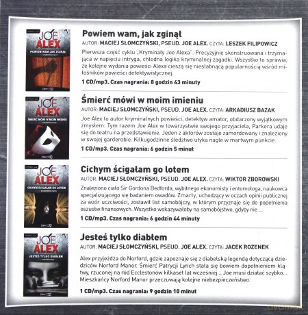 Joe Alex: Powiem wam, jak zginął / Śmierć mówi w moim imieniu / Cichym ścigałam go lotem / Jesteś tylko diabłem BOX [4xAUDIOBOOK] [CD-MP3]