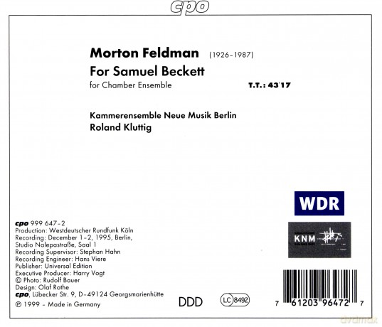 Morton Feldman: For Samuel Beckett [CD]