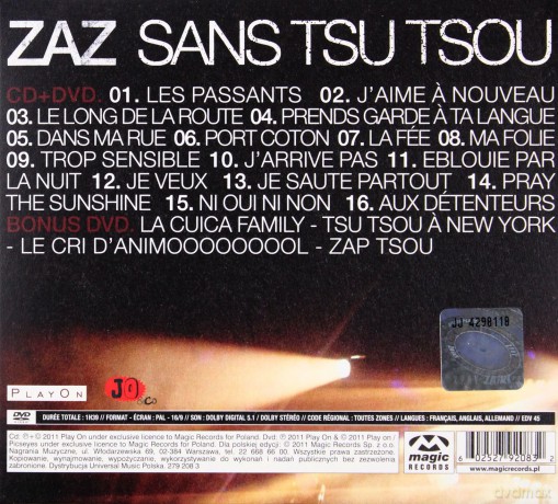 Zaz: Sans Tsu Tsou (Pl)  (digipack) [CD]+[DVD]