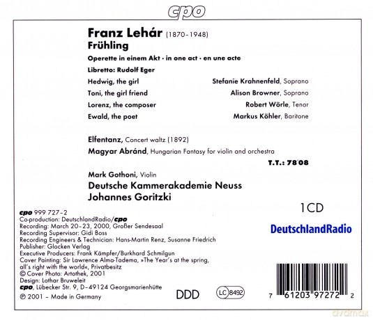 Franz Lehar: Fruhling (Operette in einem Akt) [CD]
