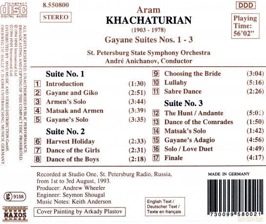 Aram Khachaturian: Gayaneh-Suiten Nr.1-3 [CD]