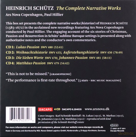 Heinrich Schutz: Geistliche Werke - The Complete Narrative Works [4CD]