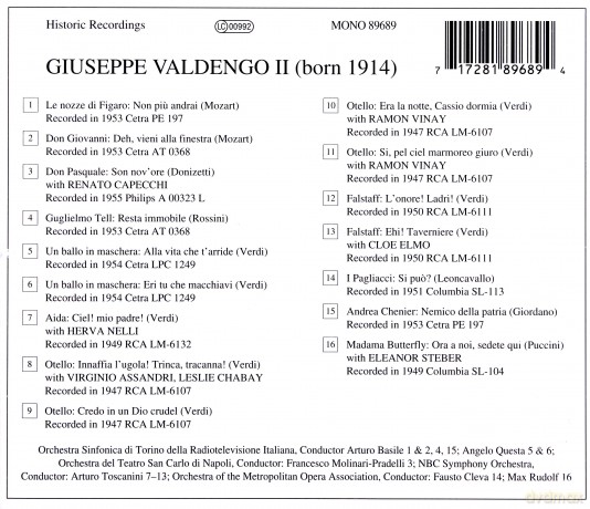 Giuseppe Valdengo singt Arien Vol.2 [CD]