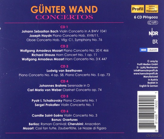 Johann Sebastian Bach: Gunter Wand - Concertos [6CD]