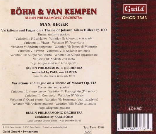 Max Reger: Hiller-Variationen op.100 [CD]