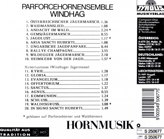Parforcehorn-Ensemble Windhag: Hornmusik [CD]