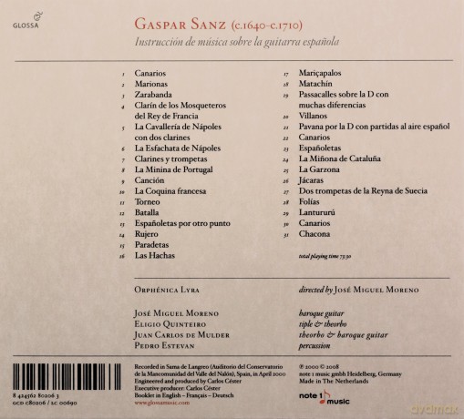 Gaspar Sanz: Instruccion de Musica sobre la Guitarra Espanola [CD]