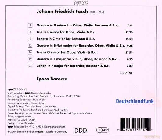 Johann Friedrich Fasch: Kammermusik [CD]