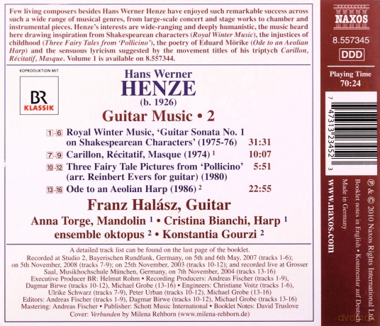 Hans Werner Henze: Kammermusik mit Gitarre Guitar Music Vol.2 [CD]
