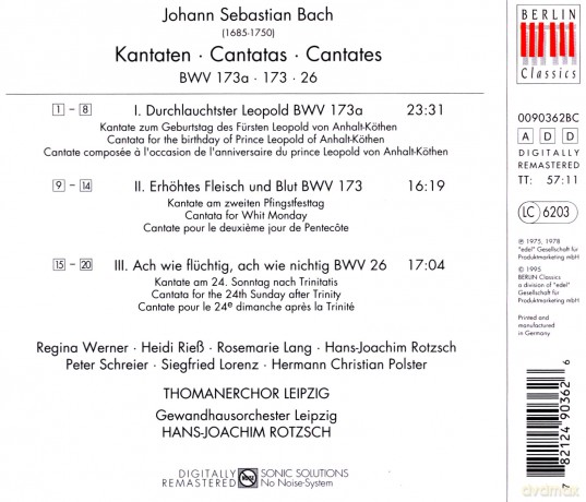 Johann Sebastian Bach: Kantaten BWV 26,173,173a [CD]