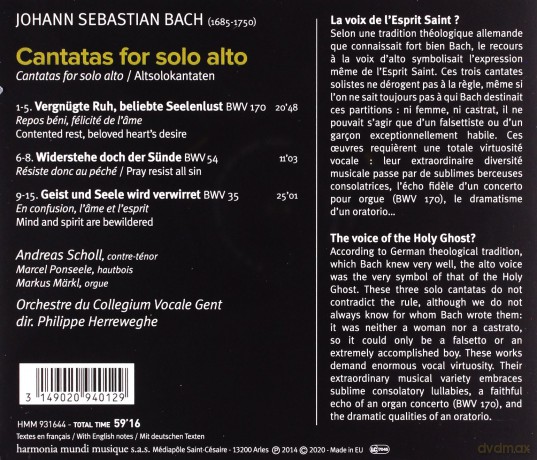 Johann Sebastian Bach: Kantaten BWV 35,54,170 [CD]