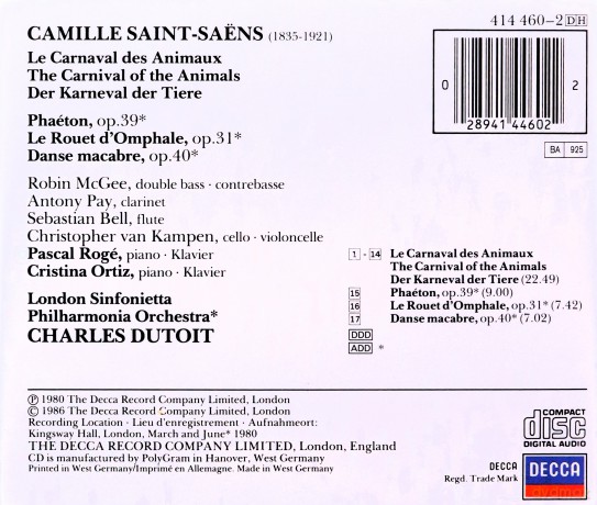 Camille Saint-Saens: Karneval der Tiere [CD]
