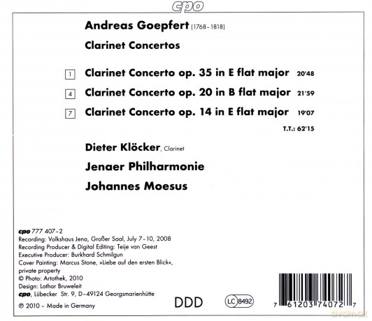 Carl Andreas Gopfert: Klarinettenkonzerte opp.14,20,35 [CD]