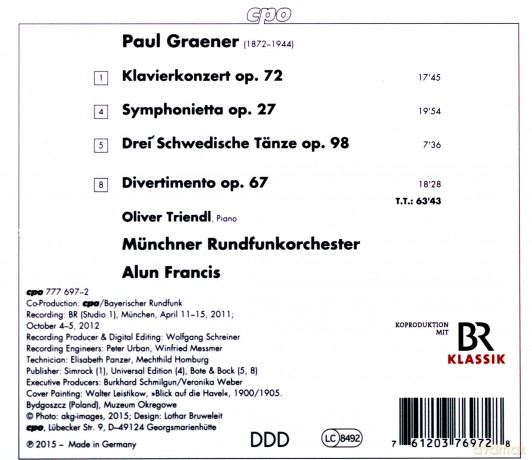Paul Graener: Klavierkonzert op. 72 [CD]