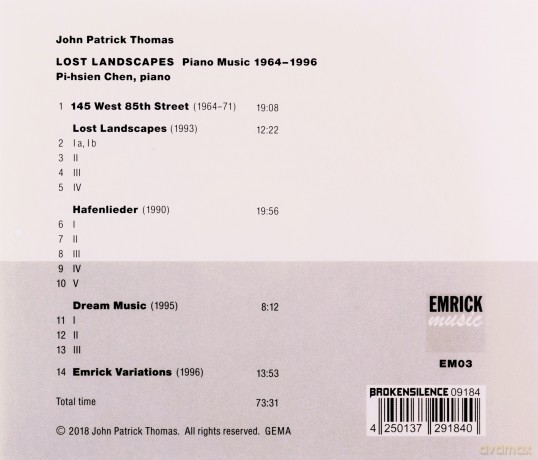 John Patrick Thomas: Klaviermusik 1964-1996 Lost Landscapes [CD]