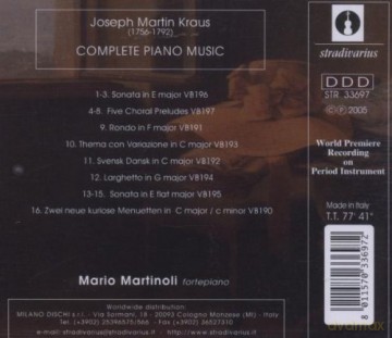 Josef Martin Kraus: Klavierwerke [CD]