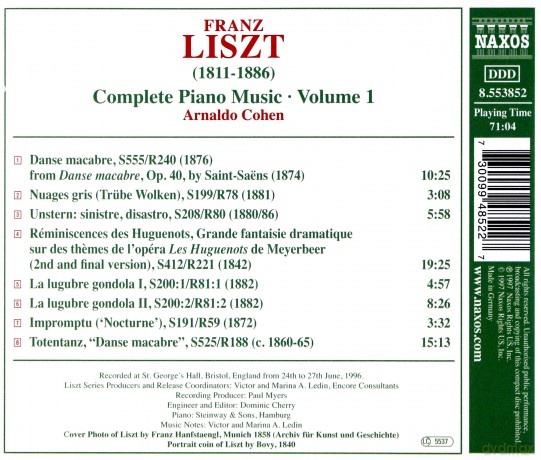Franz Liszt: Klavierwerke Vol.1 [CD]