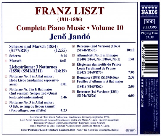 Franz Liszt: Klavierwerke Vol.10 [CD]
