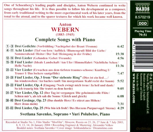 Anton Webern: Lieder [CD]