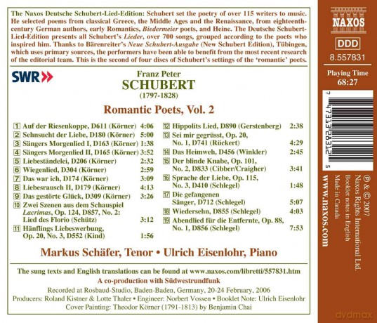 Franz Schubert: Lieder Romantische Dichter Vol.2 [CD]