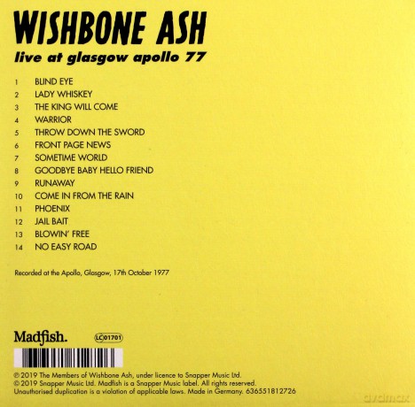 Wishbone Ash: Live At Glasgow Apollo 77 (Limited) [CD]