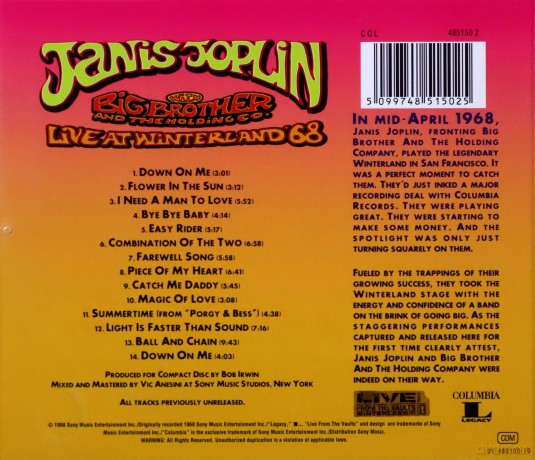 Janis Joplin: Live At Winterland '68 [CD]