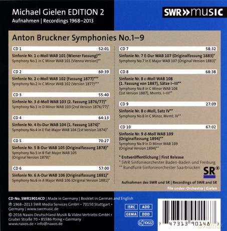 Anton Bruckner: Michael Gielen - Edition Vol.2 [10CD]