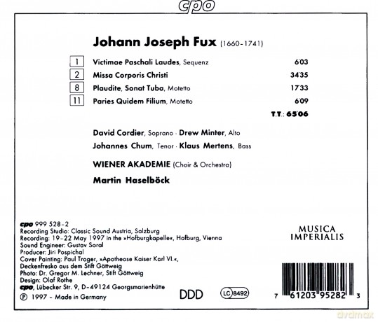Johann Joseph Fux: Missa Corporis Christi [CD]