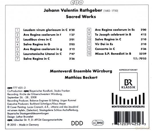 Johann Valentin Rathgeber: Missa S.P.Benedicti B-Dur [CD]