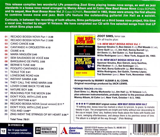 Zoot Sims: New Beat Bossa Nova Vol. 1 + 2 (+ 5 Bonustracks) [CD]