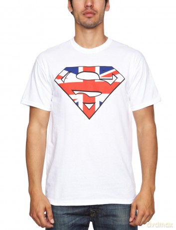 Superman: Union Jack Flag, White (S) [T-SHIRT]