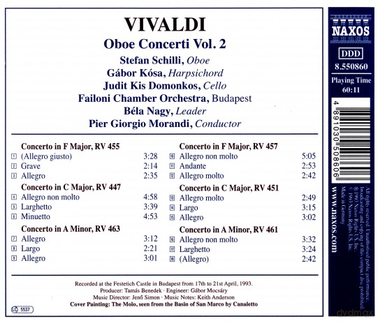 Antonio Vivaldi: Oboenkonzerte RV 447,451,455,457,461,463 [CD]