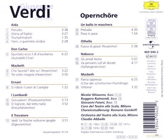 Giuseppe Verdi: Opernchore [CD]