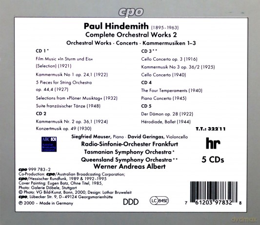 Paul Hindemith: Orchesterwerke Box 2 [CD]