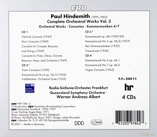 Paul Hindemith: Orchesterwerke Box 3 [4CD]
