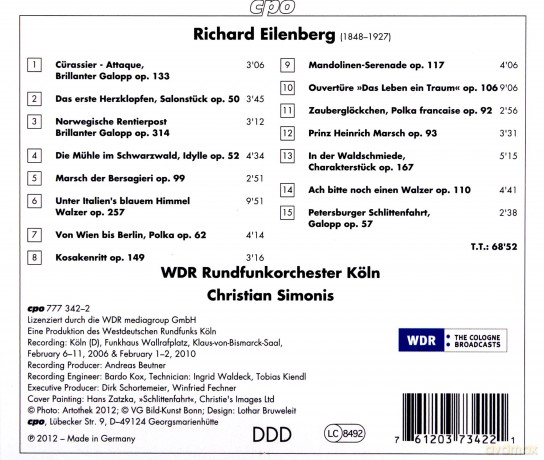 Richard Eilenberg: Orchesterwerke Petersburger Schlittenfahrt [CD]