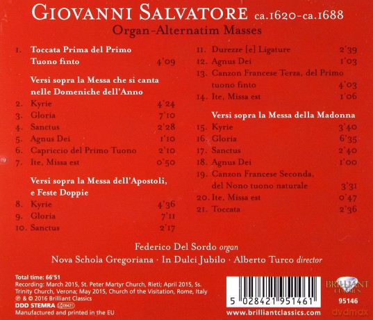 Giovanni Salvatore: Organ-Alternatim Masses [CD]