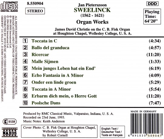 Jan Pieterszoon Sweelinck: Orgelwerke [CD]