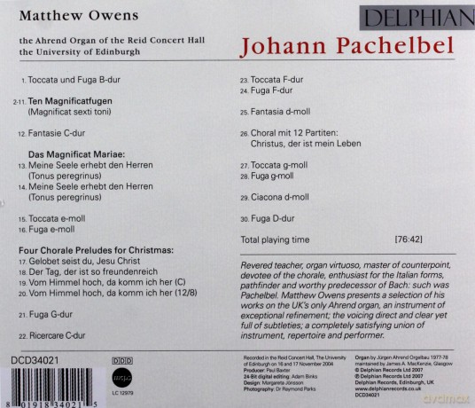 Johann Pachelbel: Orgelwerke [CD]